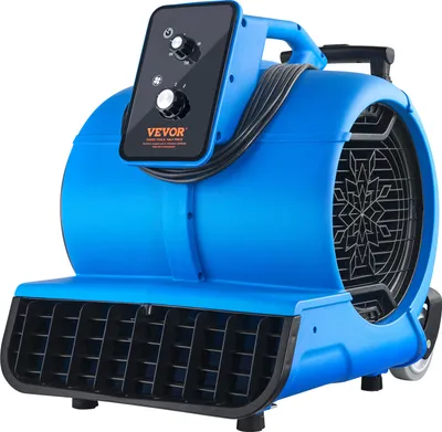 Obrázek produktu pro Podlahový ventilátor VEVOR, 1400 otáček za minutu, 4000 CFM, vzduchový motor pro sušení a chlazení, přenosný ventilátor pro vysoušení koberců se 3 úhly foukání, časovač, 3 rychlosti nastavení