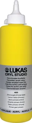 Immagine prodotto di Bottiglia di plastica Lukas Cryl Studio Vernice acrilica giallo limone (primaria) 500 ml 1 pz