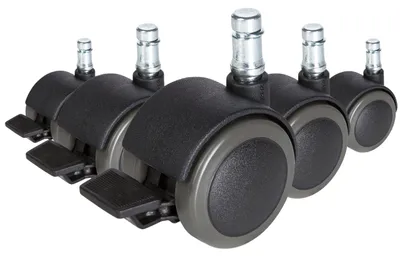 Produktbild von hjh OFFICE Stuhlrollen 5x ROLO STOP 11mm/50mm Ersatz Rollen Bürostuhl für Parkett, Laminat, Fliesen oder Steinboden