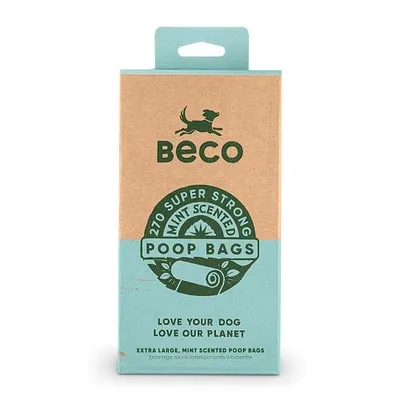 Immagine prodotto di Beco sacchetti per escrementi, 270 pezzi, aroma di menta piperita, realizzati con materiali riciclati