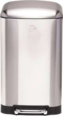 Produktbild von Tretabfalleimer, Müllbehälter mit Soft Close-Deckel, Pedalöffnung, Edelstahl, fingerabdruckfest, Tragegriff, herausnehmbarer Kunststoff-Einsatz, Vol. 20 Liter, silber