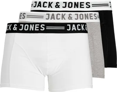 3er Pack JACK & JONES Herren Trunks in schwarz / weiß / grau melange