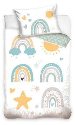 Productafbeelding van Kinderbeddegoedset van 100% Katoen met Regenboogontwerp