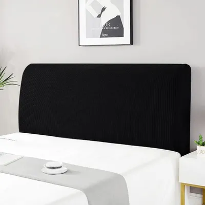 Produktbild von Famanu Stretch Kopfteilbezug - elastische Schutzhülle für gepolstertes Kopfteil - 180-200 cm - schwarz