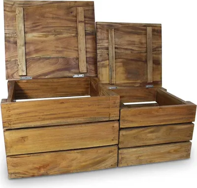 Immagine prodotto di Set di Casse Portaoggetti 2 pz in Legno Massello di Mogano