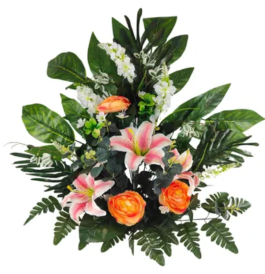 Künstlicher Blumenstrauß, Orange mit Lilien, 70x60x30 cm
