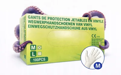 Produktbild von Einweghandschuhe Gants Jetables Vinyl transparent Größe M 100 Stück für Hygiene