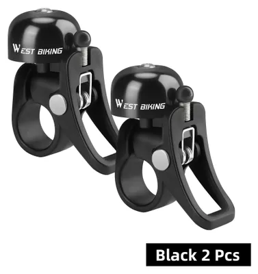Immagine prodotto di Campanello per bicicletta vintage - Set di 2 campanelli per bicicletta - Lega di alluminio - Campanello dal suono chiaro e forte - Adatto per manubri da 22,2 mm - Colore: nero