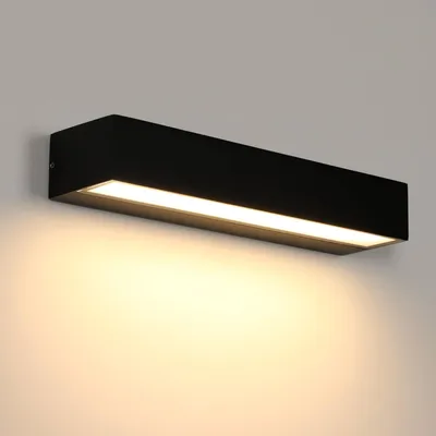 LED-Wandlampe 16 W, schwarz, 3000 K, IP65, wasserdicht, 30 cm