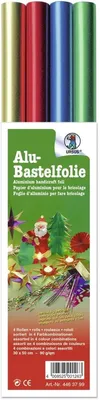 Produktbild von Alufolie Rolle Polypackung 30x50cm VE=4 Rollen 4 Farben sortiert