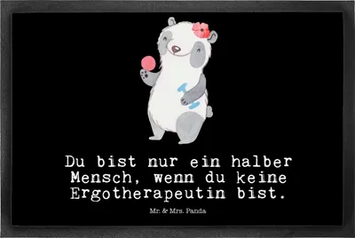 Produktbild von Mr. & Mrs. Panda Schmutzfänger Ergotherapeutin Herz 50 x 75 cm - Schwarz - Geschenk, fußmatte, Ausbildung, Schmutzfangmatte, Bodenvorleger, Beruf, Fußabtreter, Spruch