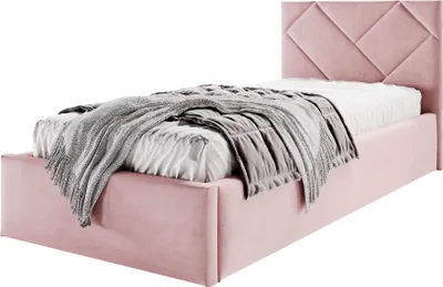Produktbild von Moebelpaket Bett 100x200 cm, Bett Azuro S03, Polsterbett mit Stauraum, Modern Einzelbett mit Einem Metallrahmen Rosa