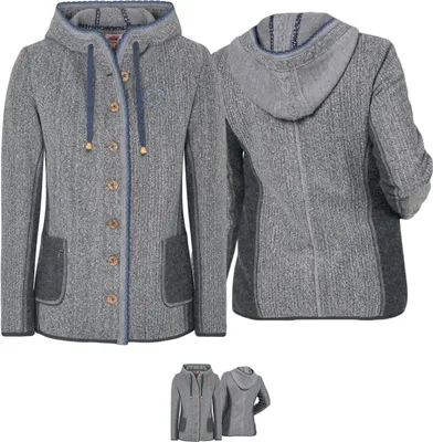 Produktbild von WILHELMINA Damen Strickjacke Wolljanker Janker Trachten jacke, Farbe:Blau, Größe:36/S