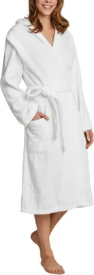 Produktbild von Schiesser Damen Hausmantel Morgenmantel Bademantel mit Kapuze, Farbe:Weiß, Artikel:-100 weiß, Größe:L
