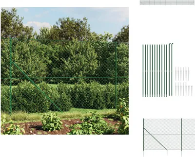 Produktbild von vidaXL Maschendrahtzaun mit Bodenhülsen Grün 2,2x25 m - Zaunfelder