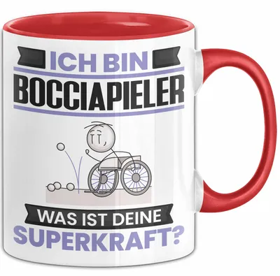 Produktbild von Bocciapieler Tasse Geschenk für Bocciapieler Geburtstag Lustiger Spruch Kaffee-Becher Was Ist Deine Superkraft (Rot)