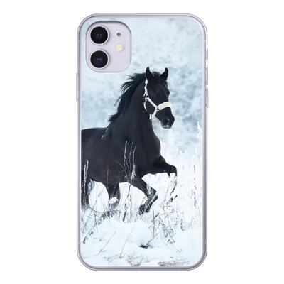Produktbild von MuchoWow® Handyhülle Schutzhülle Hülle für iPhone 11 Pferd - Schnee - Winter Silikon Softcase Handy Hülle - Handytasche