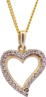 Produktbild von Gold Anhänger Herz Zirkonia mit Goldkette  333-8 Karat Gold 60 cm