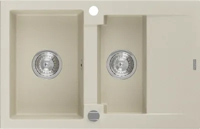Produktbild von Mexen Gaspar 1,5-Becken-Granitspüle mit kurzer Abtropffläche 737 x 475 mm, Beige - 6507731505-69