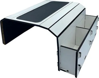 Obrázek produktu pro Dřevěný stolek se 2 přihrádkami, protiskluzový, držák na kelímky, držák na dálkové ovládání