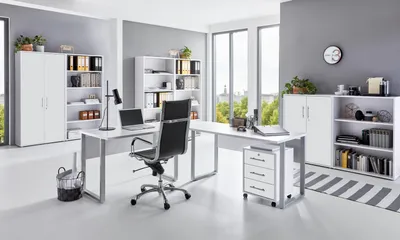 Produktbild von Büromöbel-Set TABOR PRO 7 in weiß / weiß matt, Arbeitszimmer Komplett-Set