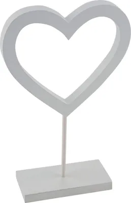 Produktbild von Holzherz auf Sockel weiß 16 x 26cm Aufsteller Herz Hochzeit