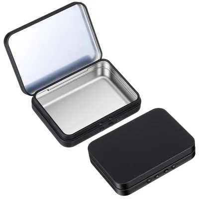 Aufbewahrungsbox für Zahnseide, 2er-Set, Metall, schwarz, 8x5,8x1,5 cm