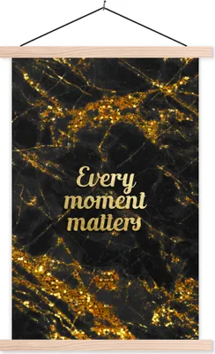 Produktbild von MuchoWow® Textilposter Zitate - Gold - Glitter - Marmor 40x60 cm mit holzfarbenen Rahmen - Poster