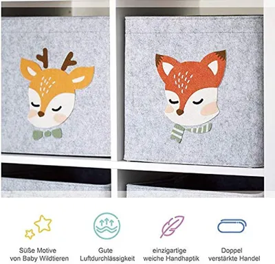 Aufbewahrungskiste für Kinder mit Tiermotiv - Spielzeugbox aus Filz, 33x33x30cm