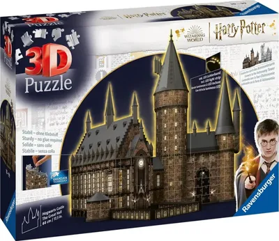 A box for a 3D puzzle of Hogwarts Castle, The Great Hall, Night Edition, by Ravensburger.