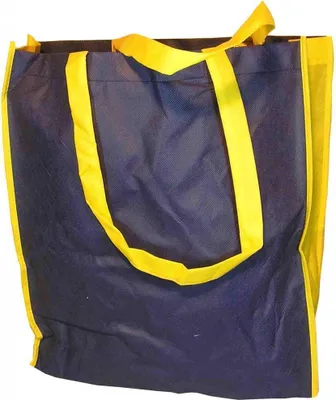Produktbild von 50 PP Tragetasche  dunkelblau / gelb 38x42 kurzer Henkel