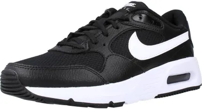 A black Nike Air Max SC shoe with a white Nike swoosh logo and white sole, shown from a side angle against a white background.