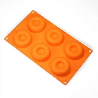 Image de CHPN - Moule à beignets - Fabrication de beignets - Moule à beignets - Moule à beignets - Silicone - Moule à pâtisserie - Cuisson - Adapté pour 6 beignets - Orange