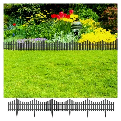 Produktbild von Rasenkanten Palisade Beetumrandung Gartenpalisade Anthrazit 17 Stück 10 m PP