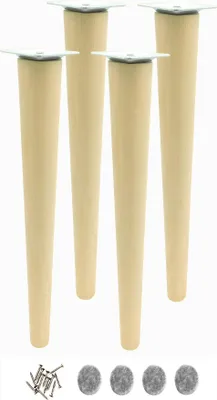 Produktbild von Beine aus Buchenholz, 45 cm – roh, gerade, mit Befestigung – Möbel, DIY