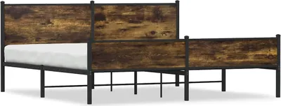 Obrázek produktu pro vidaXL Kovová postel bez matrace, kouřový dub 200x200 cm