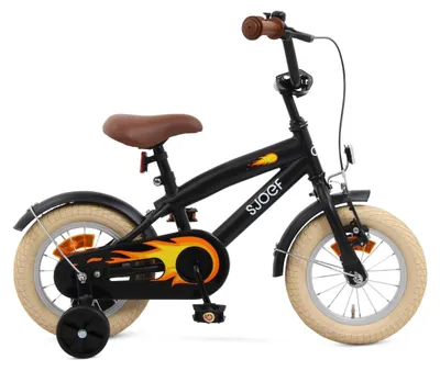 Produktbild von SJOEF Cruise Kinderfahrrad 12 Zoll | Ab 2-4 Jahren | Kinder Fahrrad für Jungen / Jugend  | Kleidergröße von 90 bis 105 cm | inklusive Stützräder - Matt Schwarz
