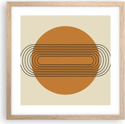 Produktbild von Gerahmtes Poster - Rahmen in heller Eiche - Stück Geometrisch Orange - 40x40 cm - Wand Bild - Wanddeko - Wandbilder - Kunstposter - Wandposter - Bilderrahmen - Bilder - Kunstdruck - P2NAC40x40-4877