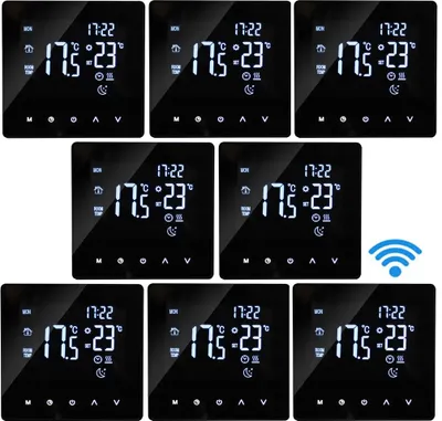 8X Tuya Digital WiFi Thermostat Smart Raumthermostat für Warmwasserbereitung Wöchentlich Programmierbare Temperaturregler für Fußbodenheizung Wasserheizung, Schwarz