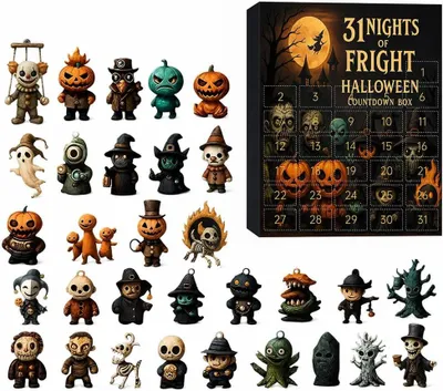 Produktbild von Halloween Adventskalender 2026 – 31 Nights of Fright Countdown Box – 31 Grusel Figuren – Mini Deko für Party & Geschenk
