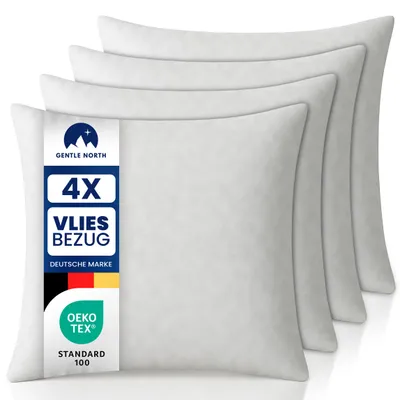 Produktbild von Gentle North Kopfkissen 4er Set 50x50 cm für Bett und Sofa Dekokissen Sofakissen Füllkissen Polyester Waschbar bis 40° Weiß Zierkissen