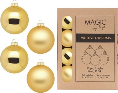 Weihnachtskugeln Glas 8cm 12 Stück - Inkagold