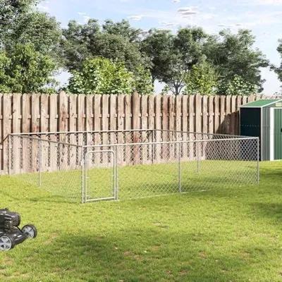 Imagen del producto de Jaula para animales de fondo de acero galvanizado, de 4 x 4 x 1 metro, color plateado