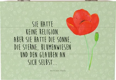 Produktbild von Mr. & Mrs. Panda Erinnerungsbox Blume Mohnblume 22 x 15 cm - Blattgrün - Geschenk, Glaube, fotobox, Selbstliebe, Garten, Respekt, Kiste mit Deckel, Religion, Mohn, Box