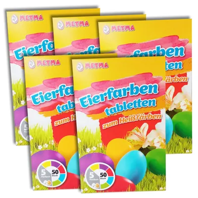 Produktbild von SET - 5er itenga Eierfarbe zum Heißfärben 5 Tabletten blau gelb grün rot violett