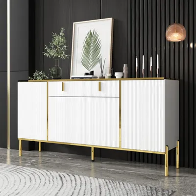 Immagine prodotto di Mobile contenitore per soggiorno, 4 ante, bianco, MDF, 160x40x80 cm