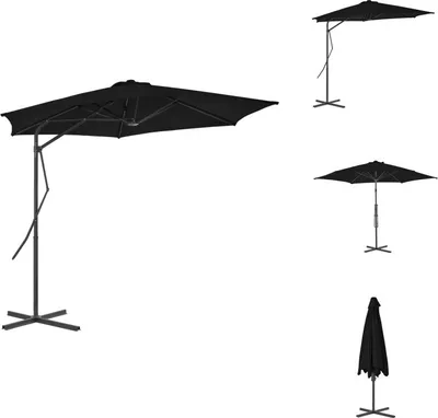 Produktbild von vidaXL Sonnenschirm mit Stahlmast Schwarz 300x230 cm -  Sonnenschirme & Sonnenschutze