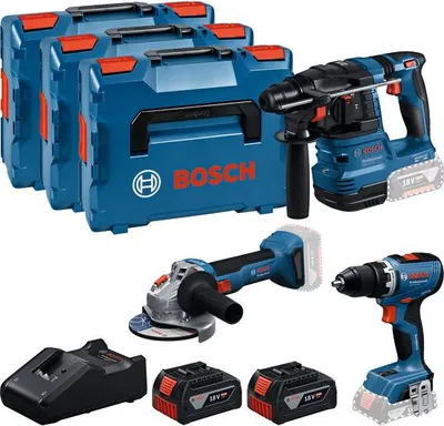 Produktbild von Combo Kit 18V-Set mit 3 Werkzeugen: GSR + GBH + GWS + 2x GBA 5.0 Ah + GAL 18V-40