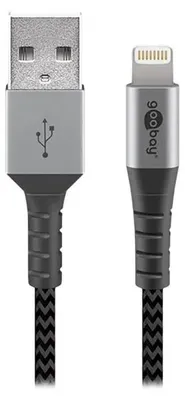 Produktbild von Goobay 49269, 2 m, Lightning, USB A, Männlich, Männlich, Schwarz, Grau