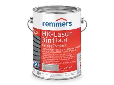 Immagine prodotto di Remmers Aqua HK-Lasur 3in1 Grigio Protect platingrau (FT-26788) 2,5 l, Holzlasur